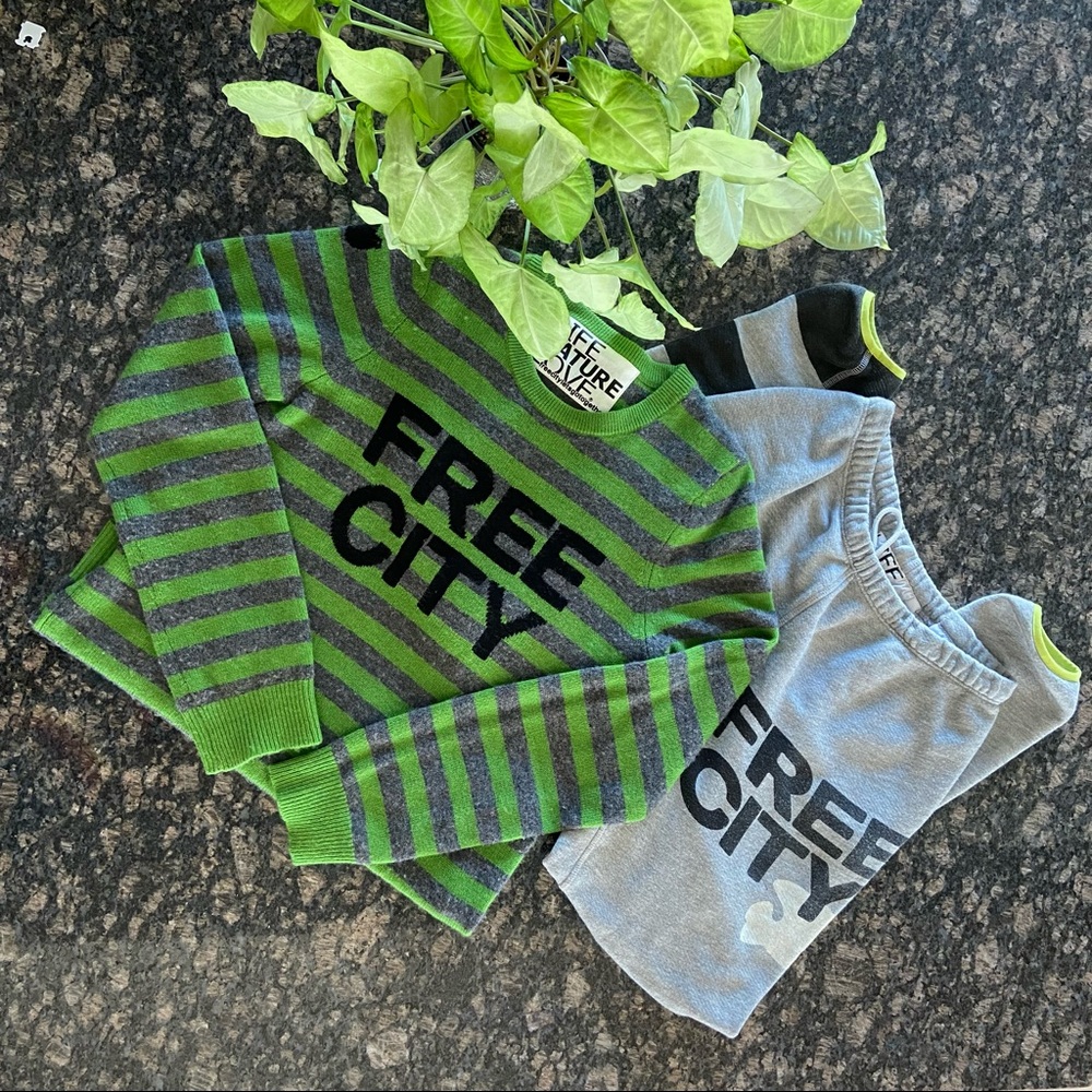 FFREECITY Green Gray Cashmere Sweater & Leg Warmer